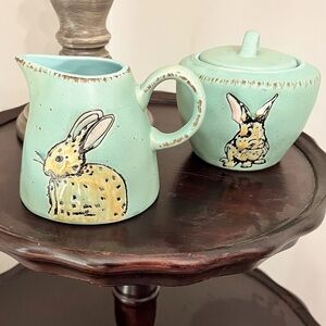 Easter Bunny Spring 2018 In Homestylez light Green Cream & Sugar Set